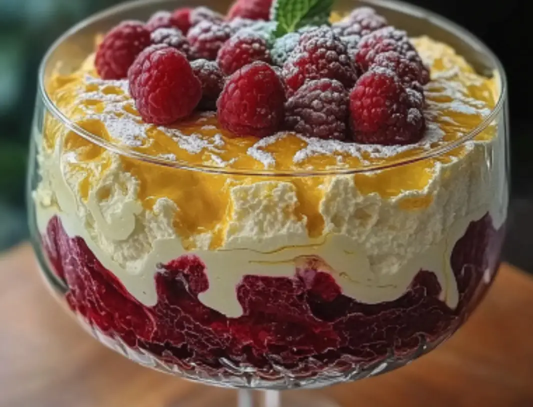 Raspberry Trifle with Custard & Cream