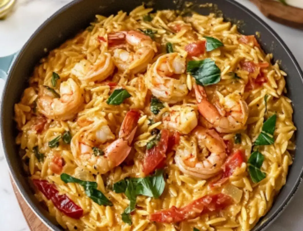 Creamy Garlic Shrimp Orzo