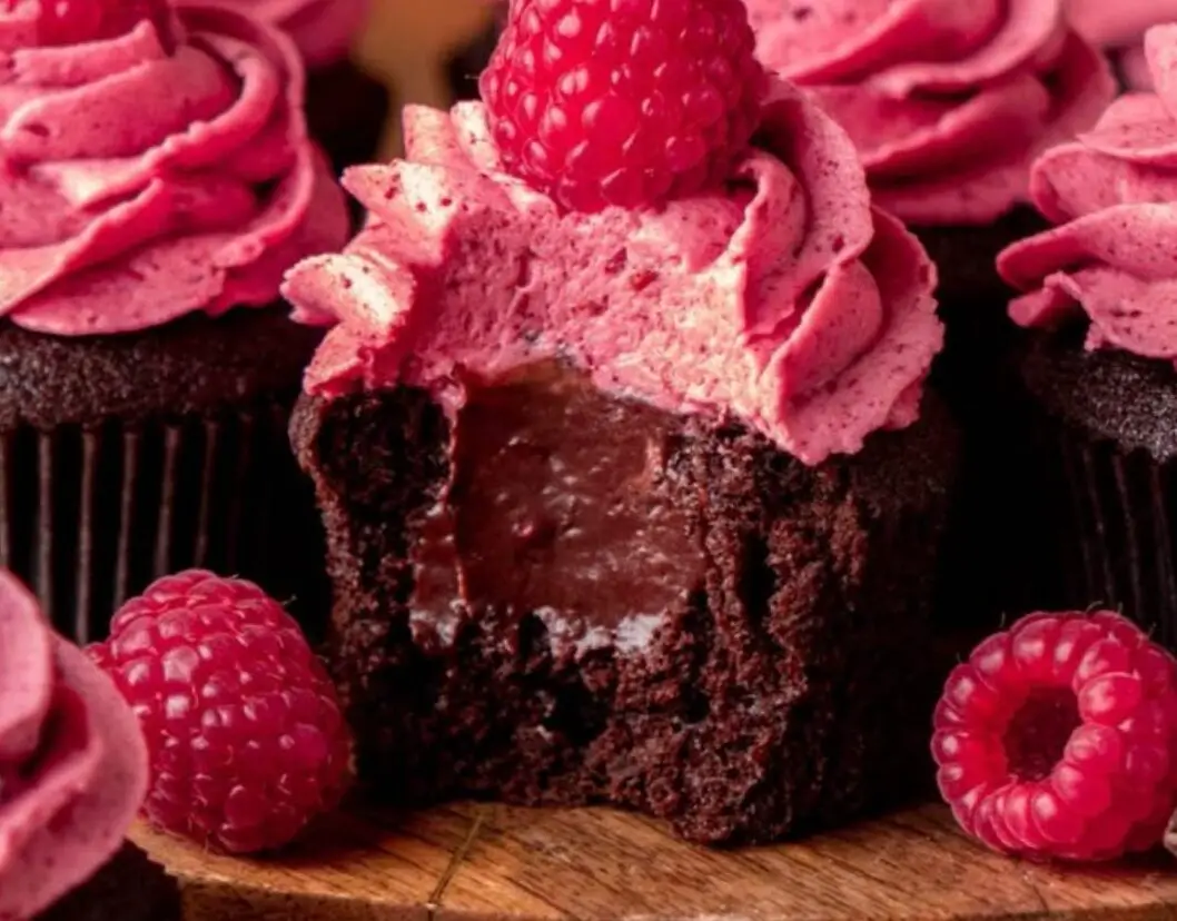 Raspberry Chocolate Lava Cupcakes