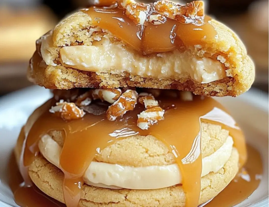 Caramel Pecan Stuffed Cookies