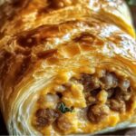Savory Meat and Cheese Puff Pastry Roll