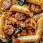 Spicy Sausage and Spinach Penne Pasta