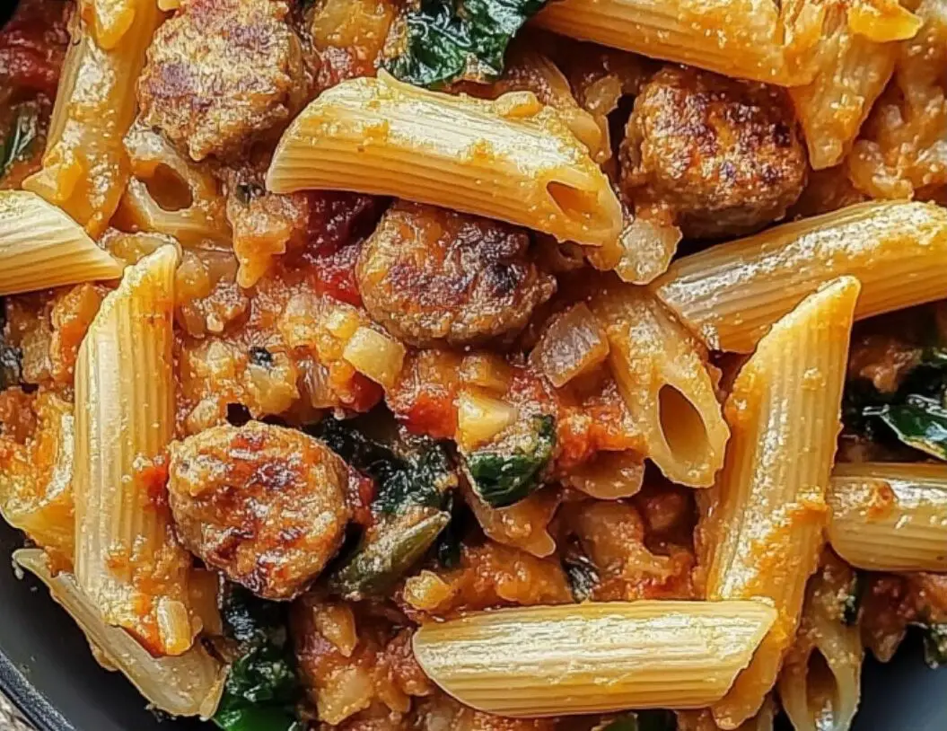 Spicy Sausage and Spinach Penne Pasta