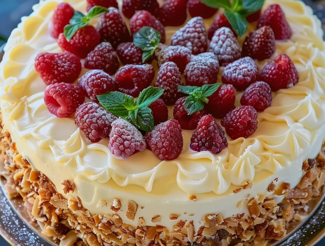 Raspberry Almond Cream Cake