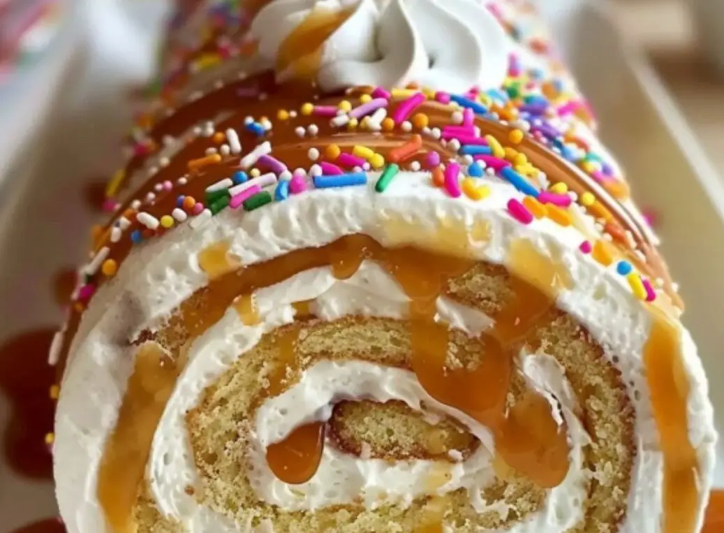 Caramel Sprinkle Cake Roll