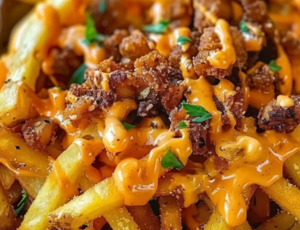 Loaded Cheese Fries with Spicy Sauce