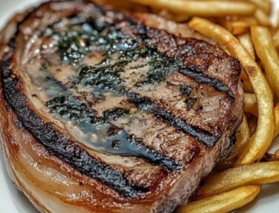 Grilled Ribeye Steak with Fries