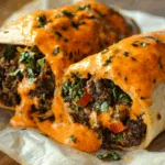 Spicy Beef Burrito with Chipotle Cream Sauce