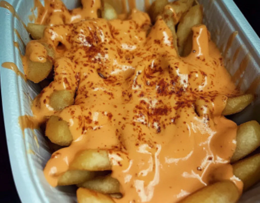 Loaded Cheesy Fries with Spicy Sauce