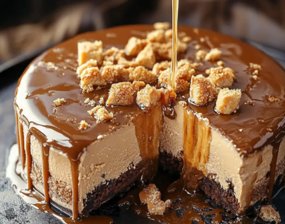 Salted Caramel Cookie Crumble Cheesecake