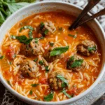 Italian Meatball Orzo Soup