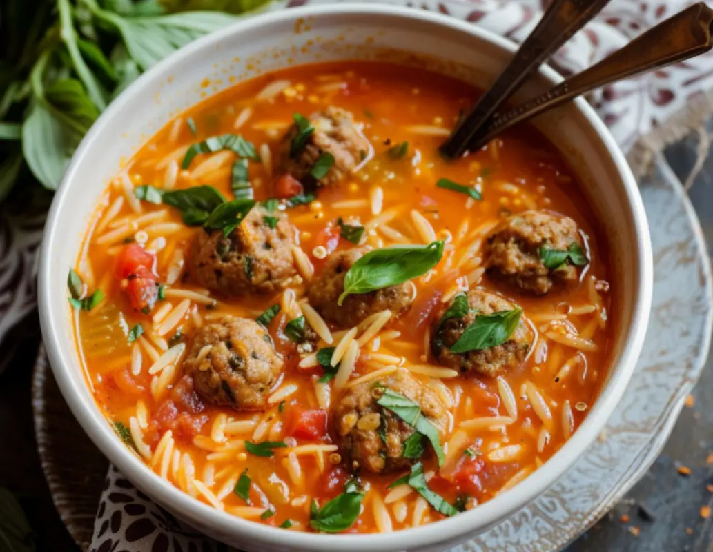 Italian Meatball Orzo Soup
