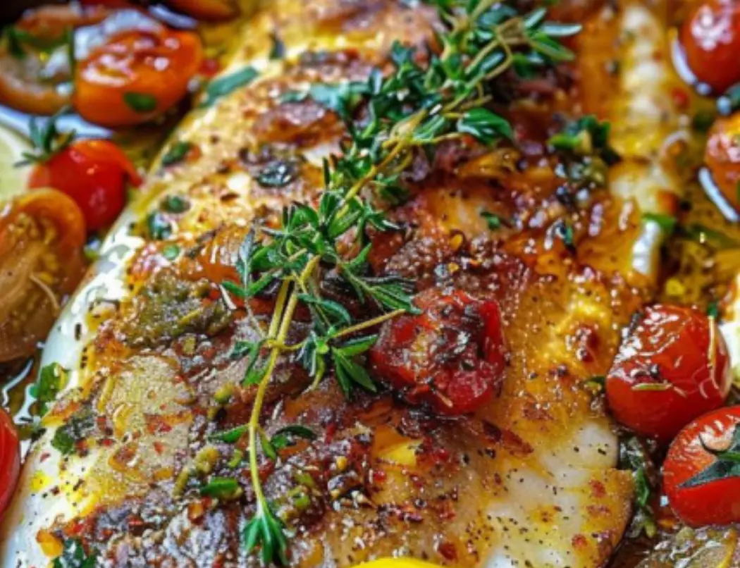 Baked Cod with Cherry Tomatoes and Lemon-Herb Butter
