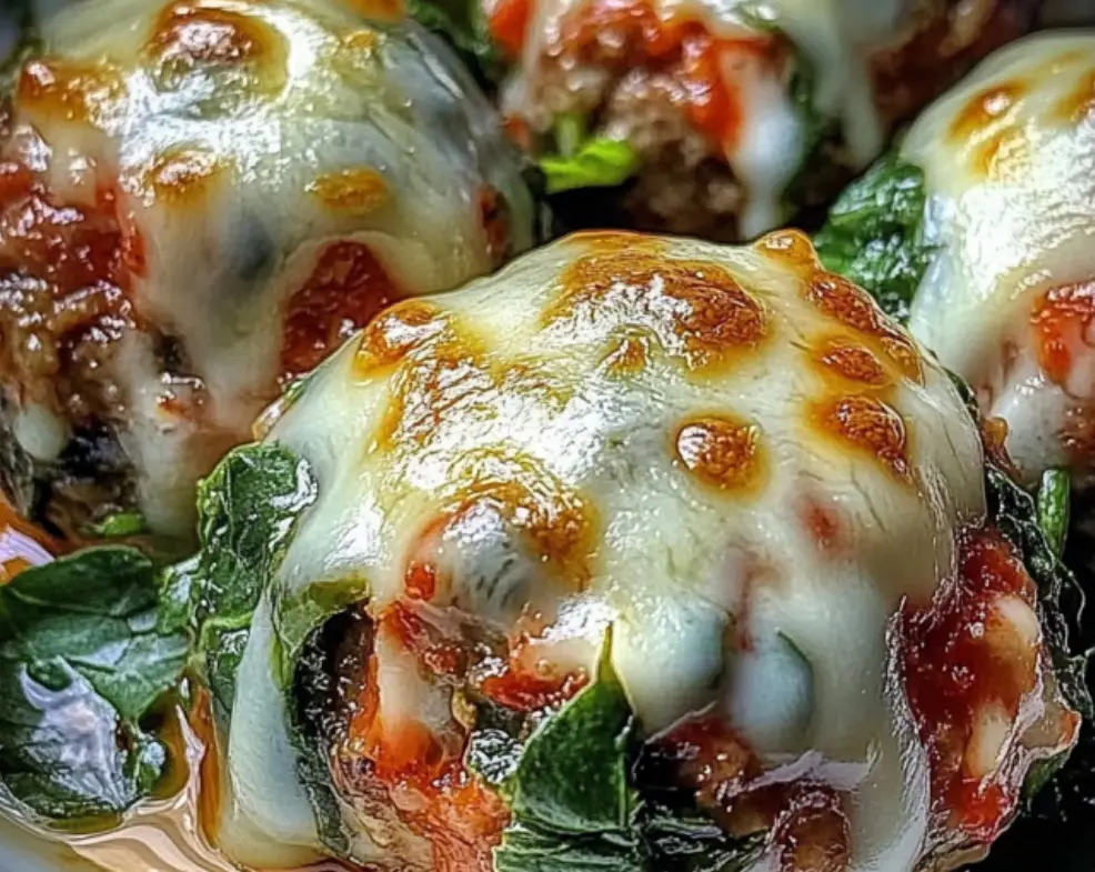 Cheesy Baked Spinach Meatballs