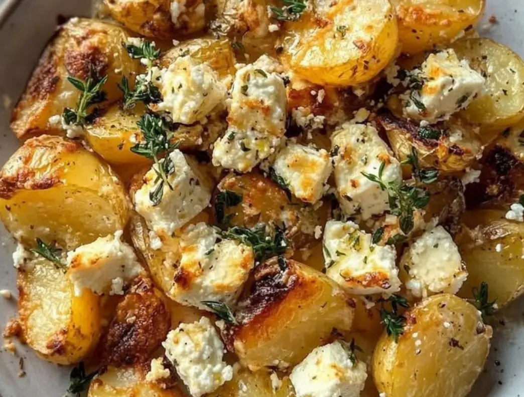 Crispy Roasted Potatoes with Feta and Herbs