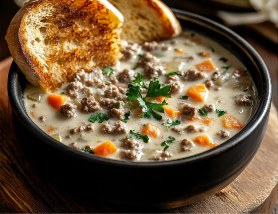 Creamy Ground Beef and Vegetable Soup