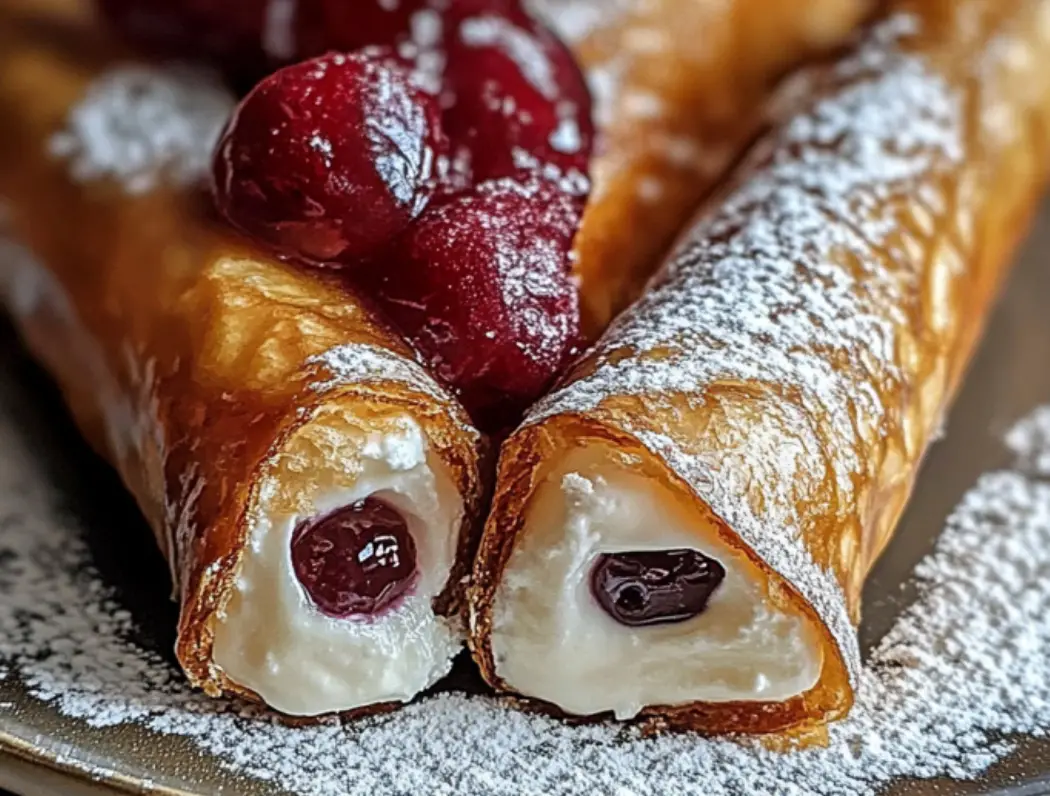 Cherry-Filled Cannoli with Ricotta Cream