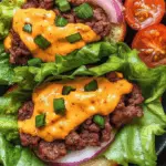 Ground Beef Lettuce Bun Sliders with Spicy Cheddar Sauce