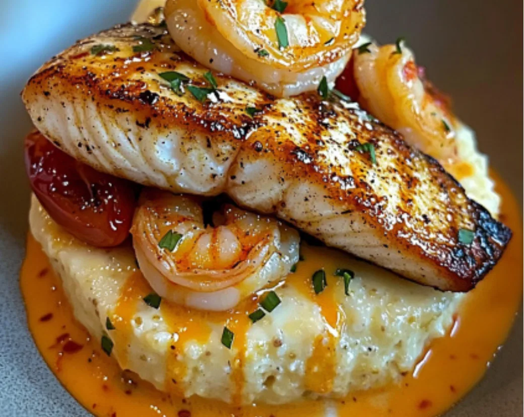 Fish Fillet with Shrimp & Mashed Potatoes