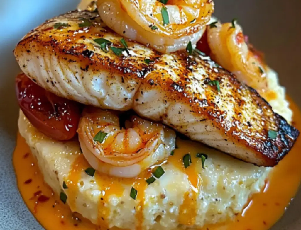 Fish Fillet with Shrimp & Mashed Potatoes