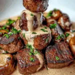 Beef and Mushroom Bites with Sauce