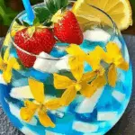 Bright Blue Drink with Fruits & Lemon