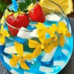 Bright Blue Drink with Fruits & Lemon