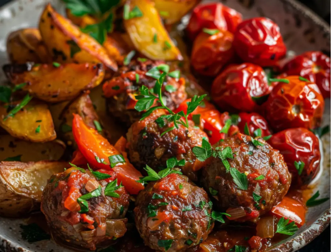 Mediterranean Meatballs with Roasted Vegetables
