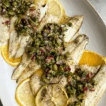 Pan-Seared Sea Bass with Olive and Herb Salsa