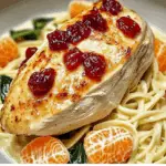 Cranberry Orange Glazed Chicken with Alfredo Pasta