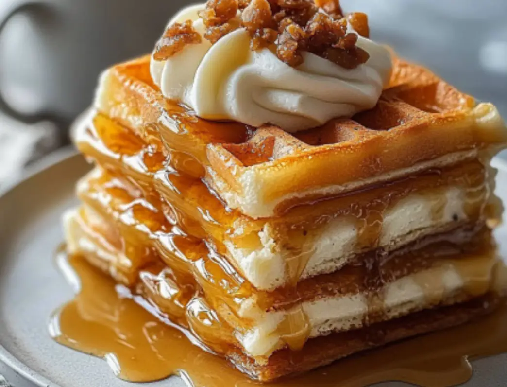 Layered Maple Cream Waffles