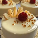 White Chocolate Mousse Cakes with Strawberry Garnish