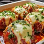 Baked Mozzarella Stuffed Meatballs