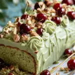 Pistachio Cherry Loaf Cake with Almond Buttercream