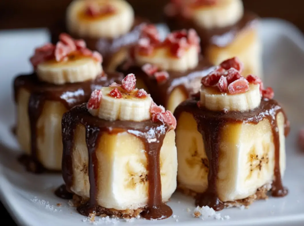 Chocolate Banana Bites with Strawberry Crumble