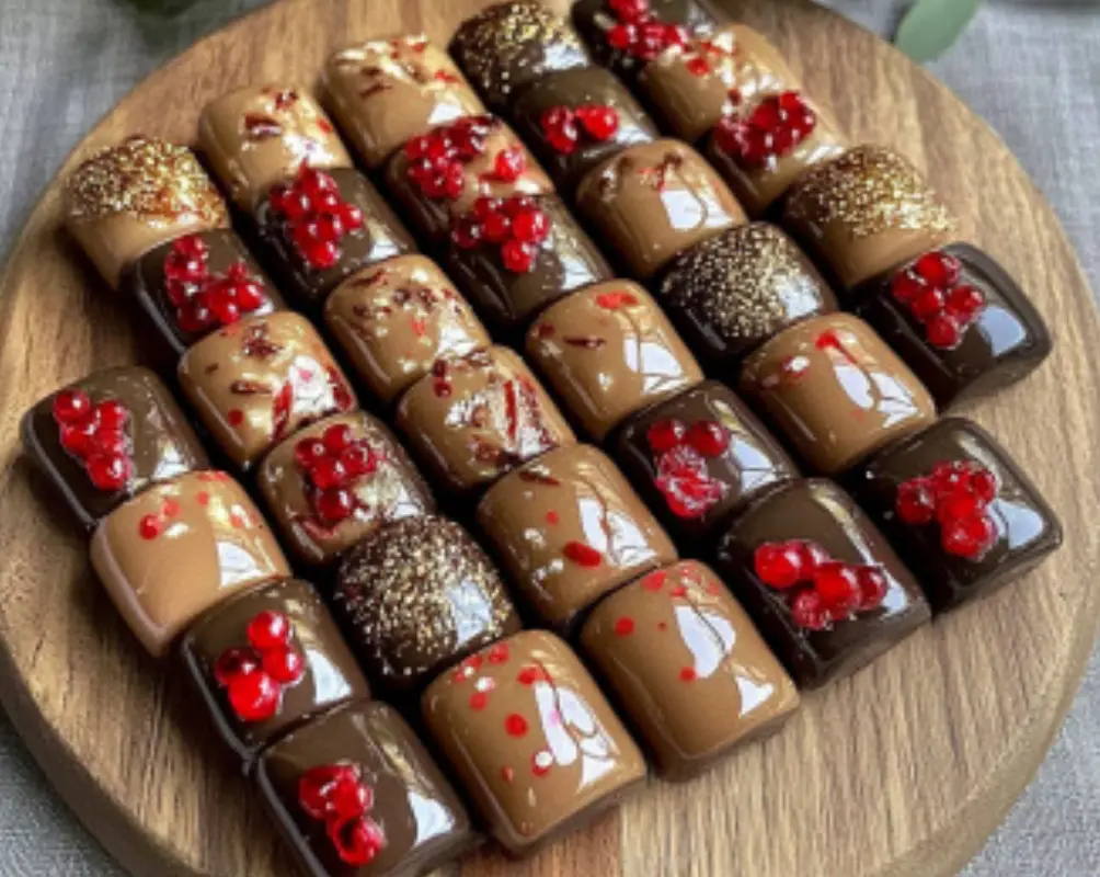 Assorted Gourmet Chocolate Bonbons with Red Berry Garnish