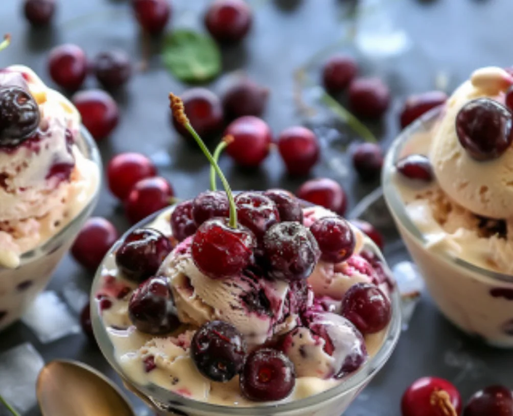 Cherry Vanilla Ice Cream Sundae Cups