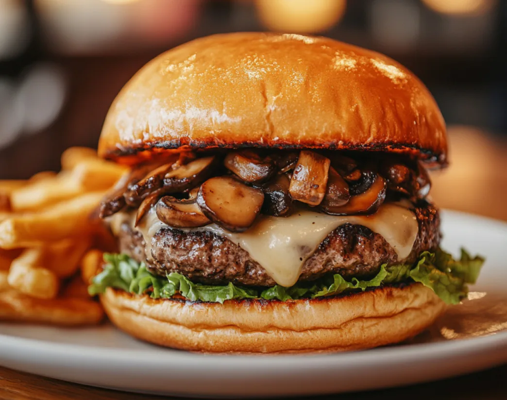 Mushroom Swiss Cheeseburger