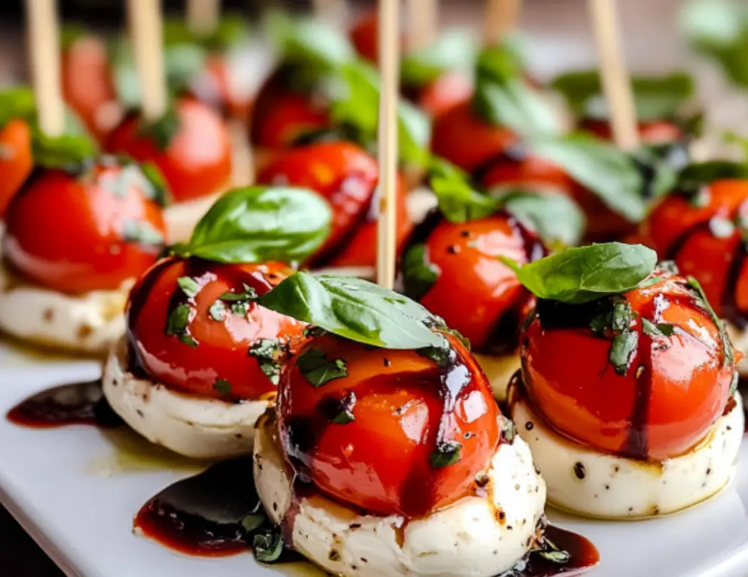 Caprese Salad Skewers with Balsamic Glaze