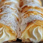 Vanilla Cream Horns with Powdered Sugar