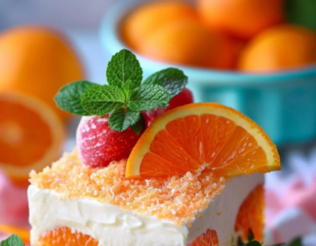 Mandarin Orange Cream Cake with Strawberries