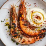Grilled Prawns with Creamy Mashed Potatoes and Herb Oil