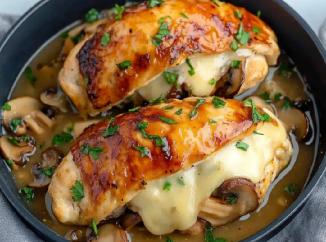Mushroom and Cheese Stuffed Chicken