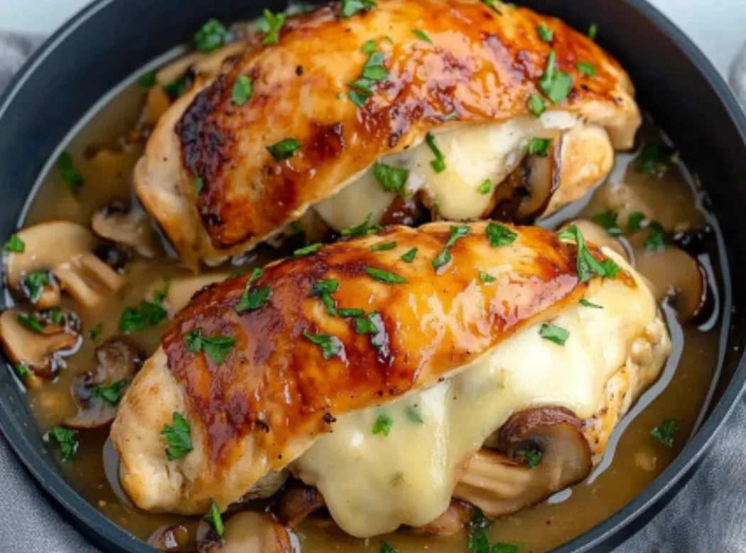 Mushroom and Cheese Stuffed Chicken