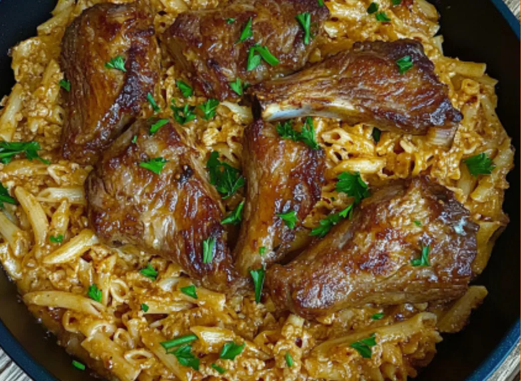 Braised Lamb with Creamy Pasta