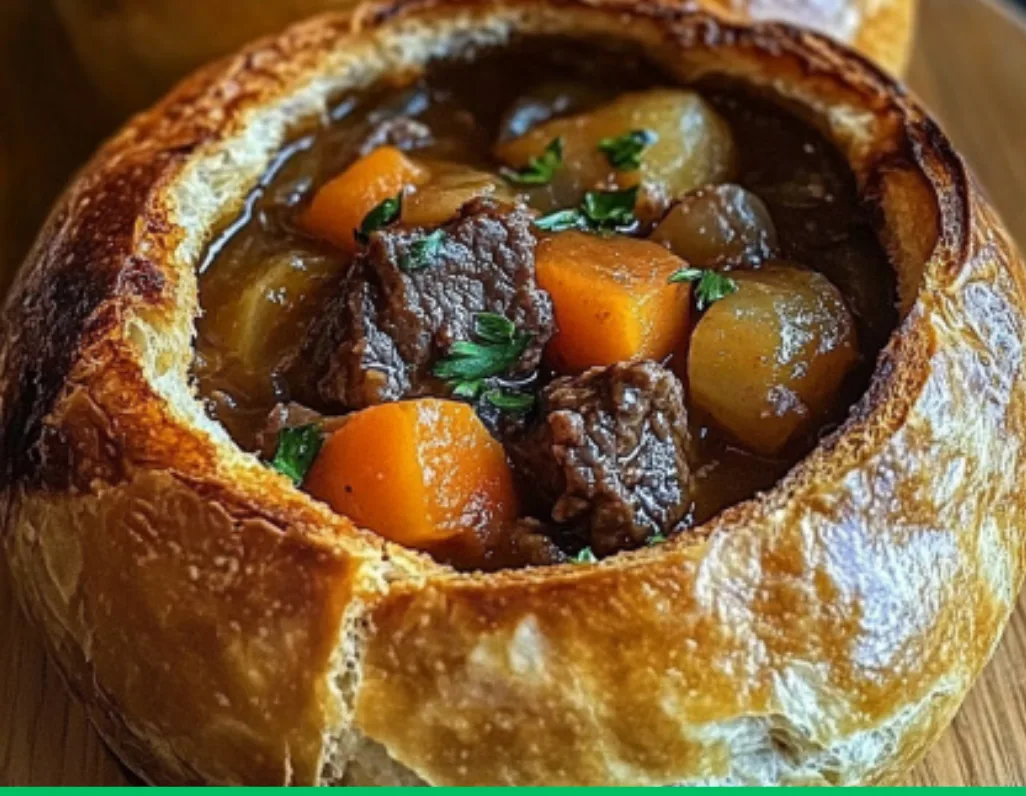 Hearty Beef Stew in Bread Bowls