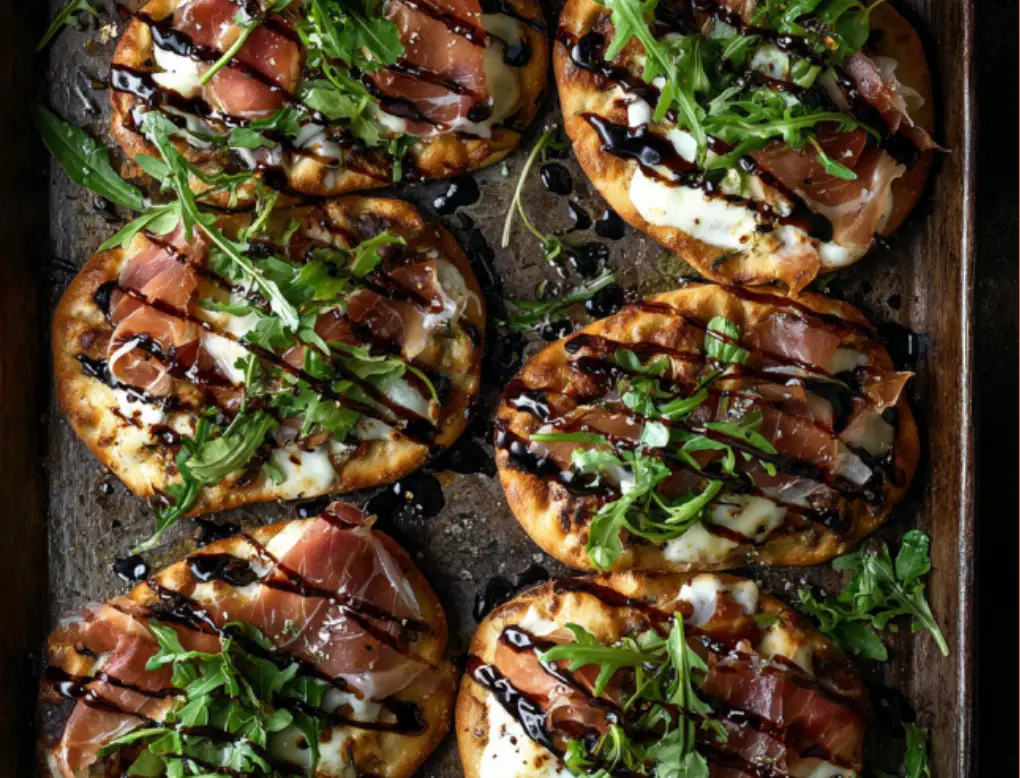 Mini Flatbread Pizzas with Prosciutto