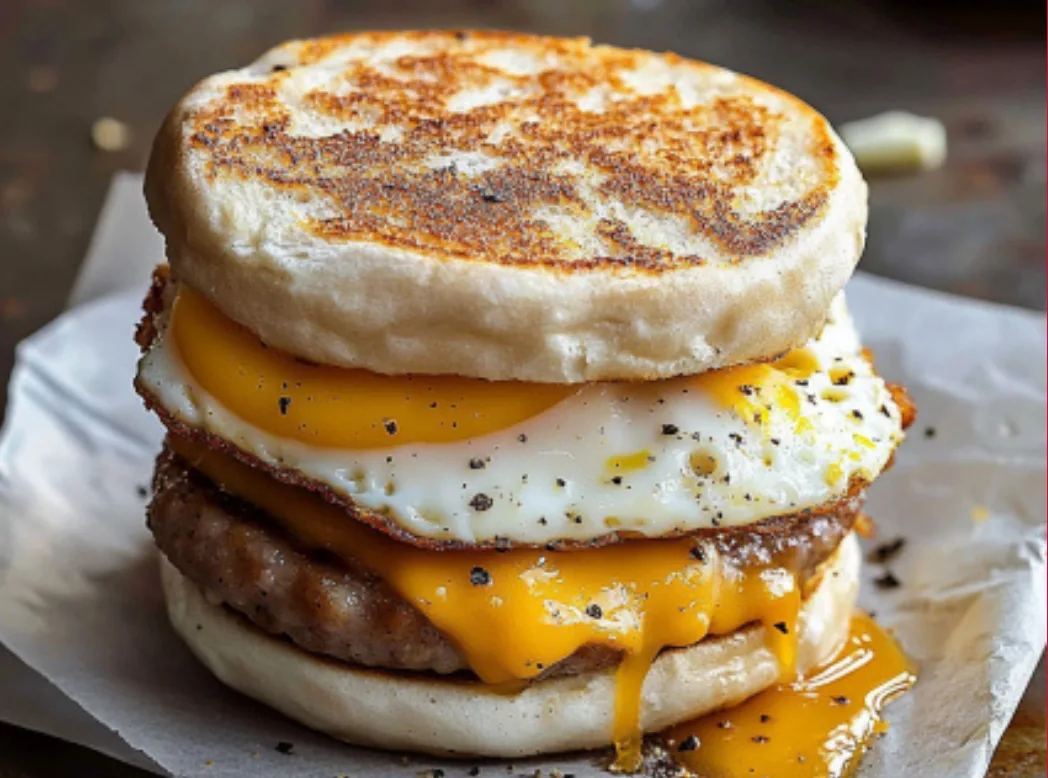Sausage, Egg, and Cheese Breakfast Muffin Sandwich