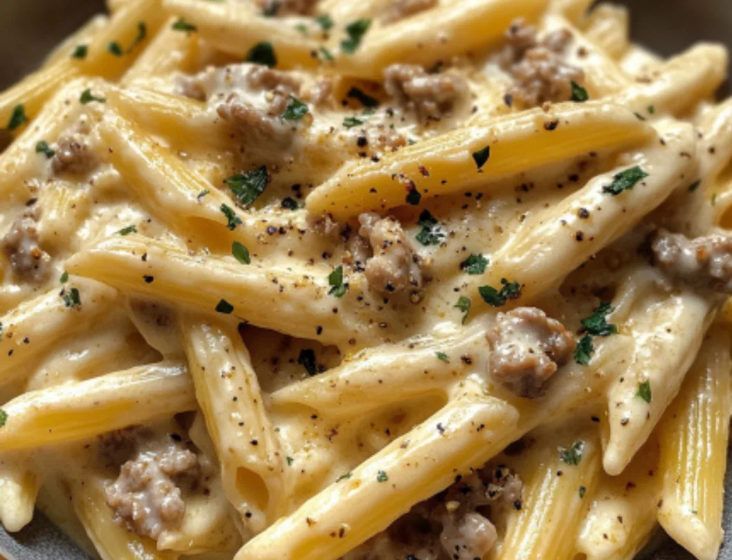Creamy Sausage Alfredo Penne Pasta