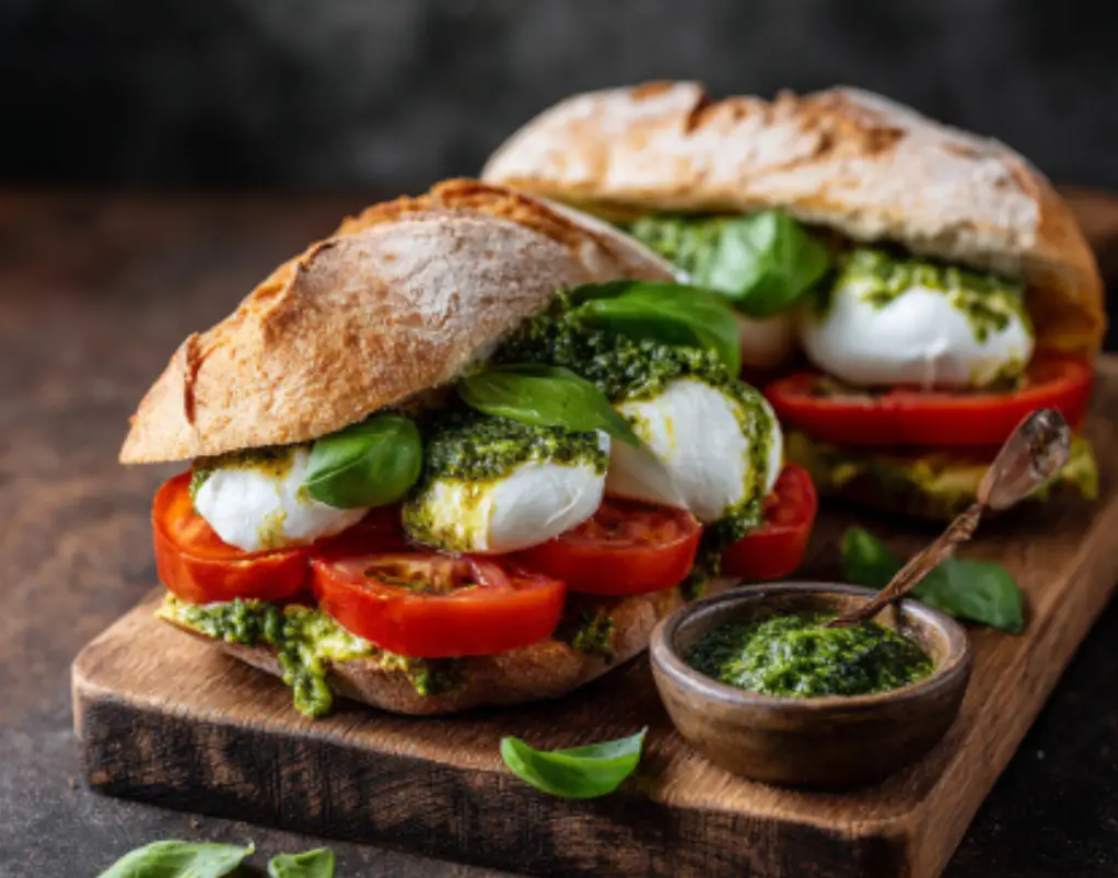 Grilled Eggplant and Pesto Panini with Sun-Dried Tomatoes